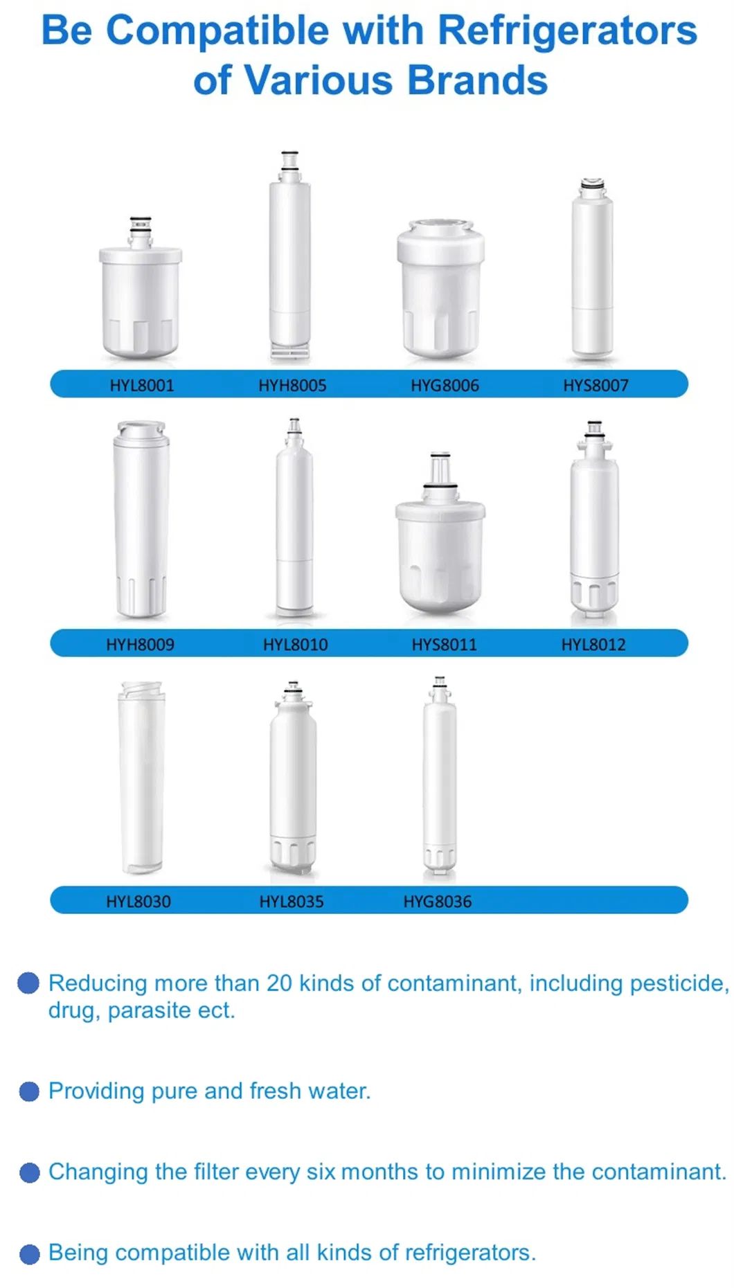 Filter Cartridge Filtro De Carbon Activo Fridge Water Filter for Fridge