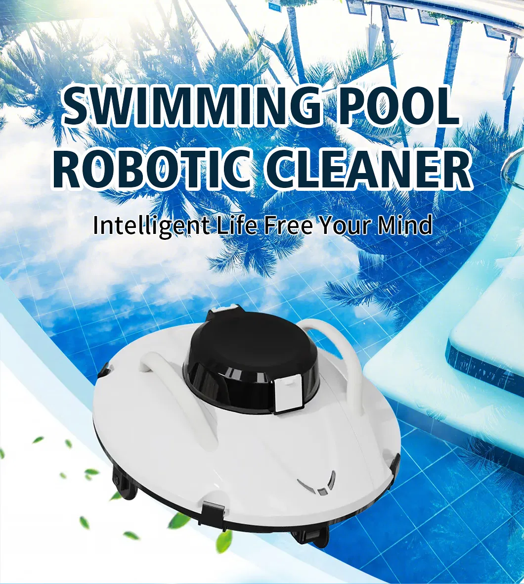 Cordless Robotic Pool Cleaner - Automatic Pool Vacuum for Inground Above Ground Pools - Smart Water Sensor Technology - Dual-Drive Motors Lasts 60 Mins