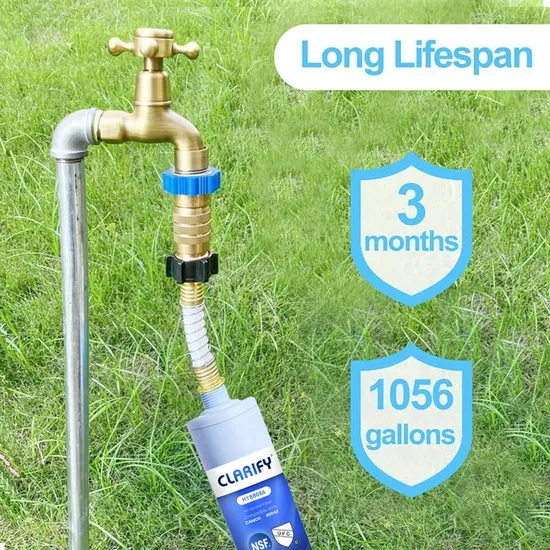 High Quality NSF Certified Outdoor RV Water Filter Cartridge Inline Water Filter Replacement with Flexible Hose Protector Compatible with Camco 40043