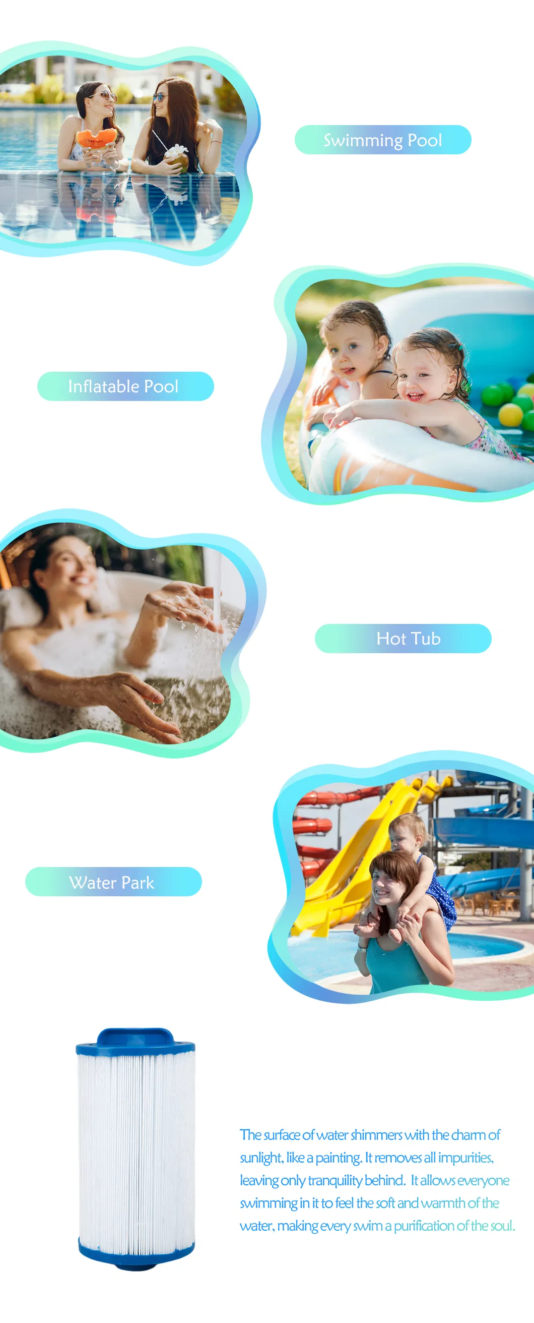 Pool SPA Hot Tub High Quality Pleated Filter Suitable for outdoor Inflatable Swimming Pool and Indoor Bathtub