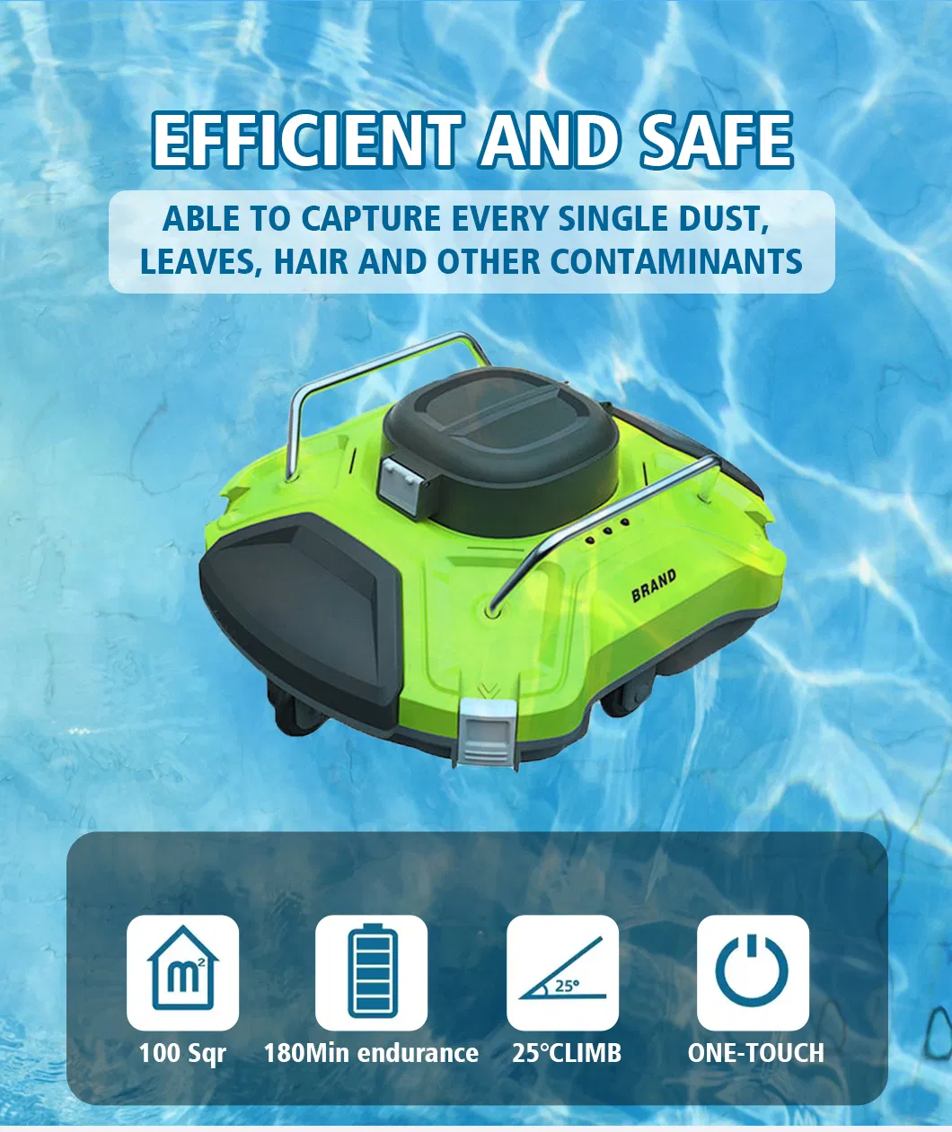 Cordless Robotic Pool Cleaner, Pool Vacuum Cleaner Lasts 120 Mins, with Self-Parking Technology LED Indicator, Automatic Pool Cleaners Ideal for Above/in-Ground