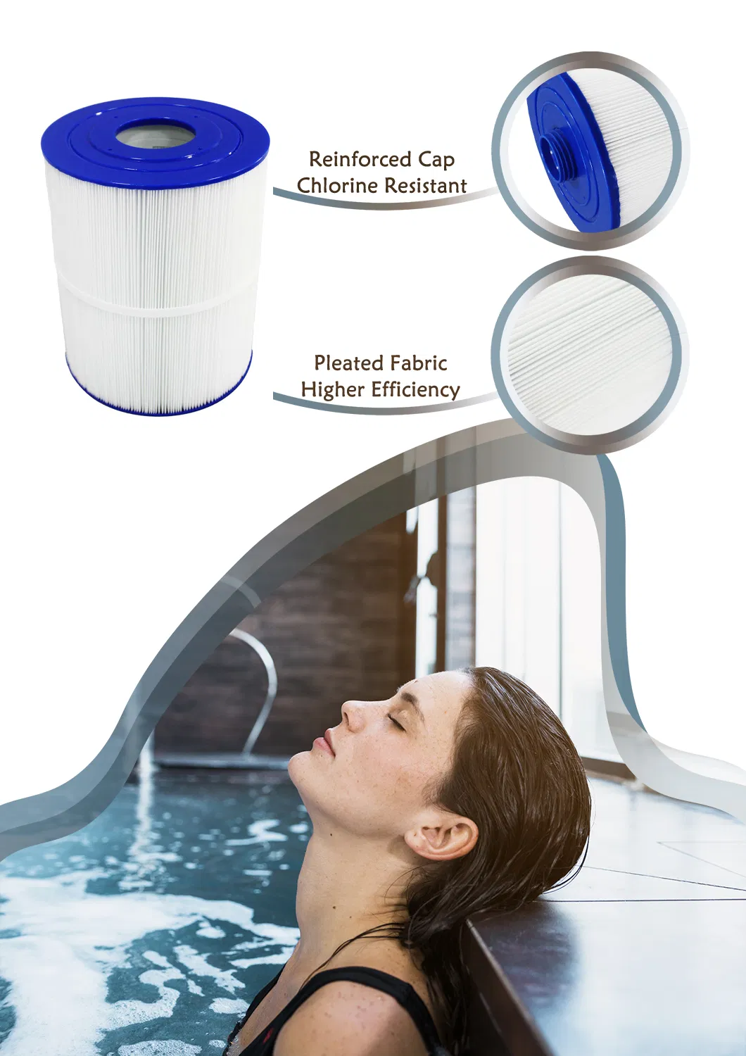 Water Filter Swimming Pool Cartridge Compatible with C-8465 Pwk65 FC-3960 Model PP Pleated