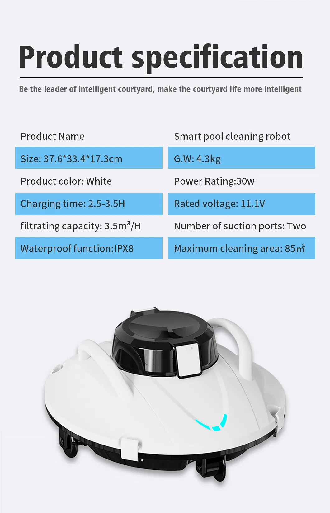 Hot Cordless Pool Robot Vacuum Swimming Automatic Robotic Pool Cleaners, Robotic Pool Rechargeable Cleaner for Above Ground &amp; in-Ground Swimming Flat Pools