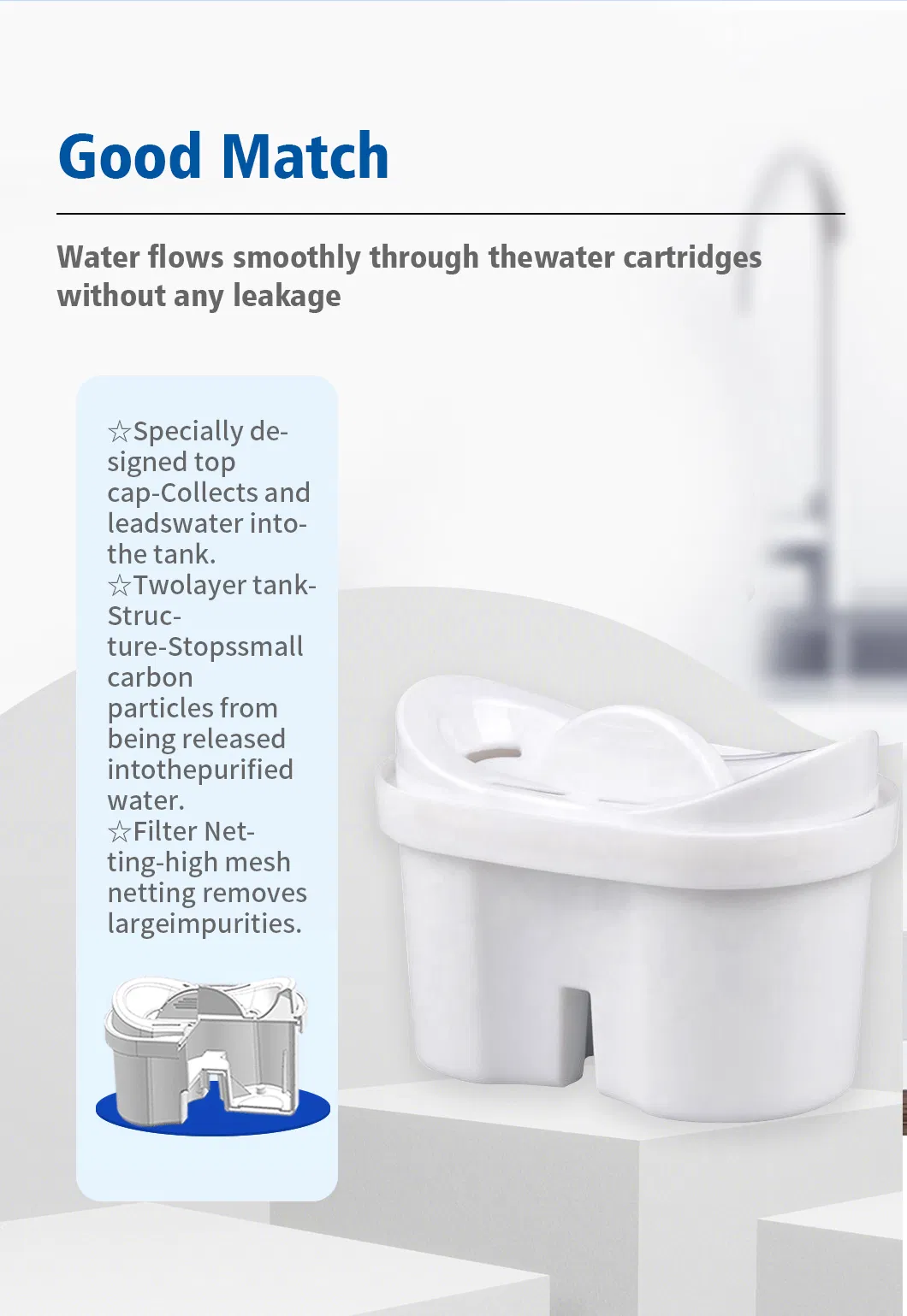 Wholesale Factory Price Household Use Alkaline Water Pitcher Filter Water Filters for TUV Replacement Compatible for Maxtr a Mave a Jug Pitcher Filter Cartridge