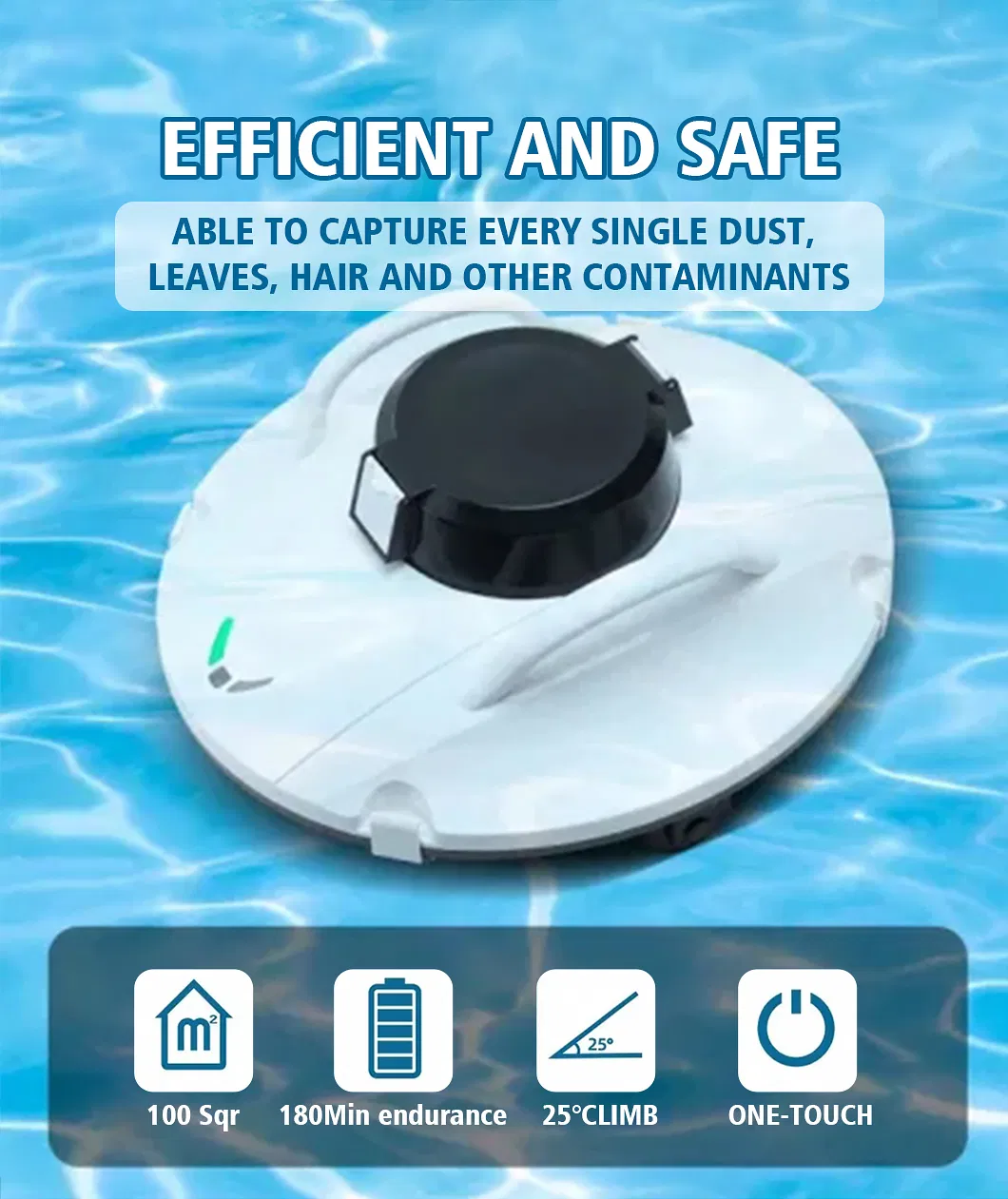 Hot Cordless Pool Robot Vacuum Swimming Automatic Robotic Pool Cleaners, Robotic Pool Rechargeable Cleaner for Above Ground &amp; in-Ground Swimming Flat Pools