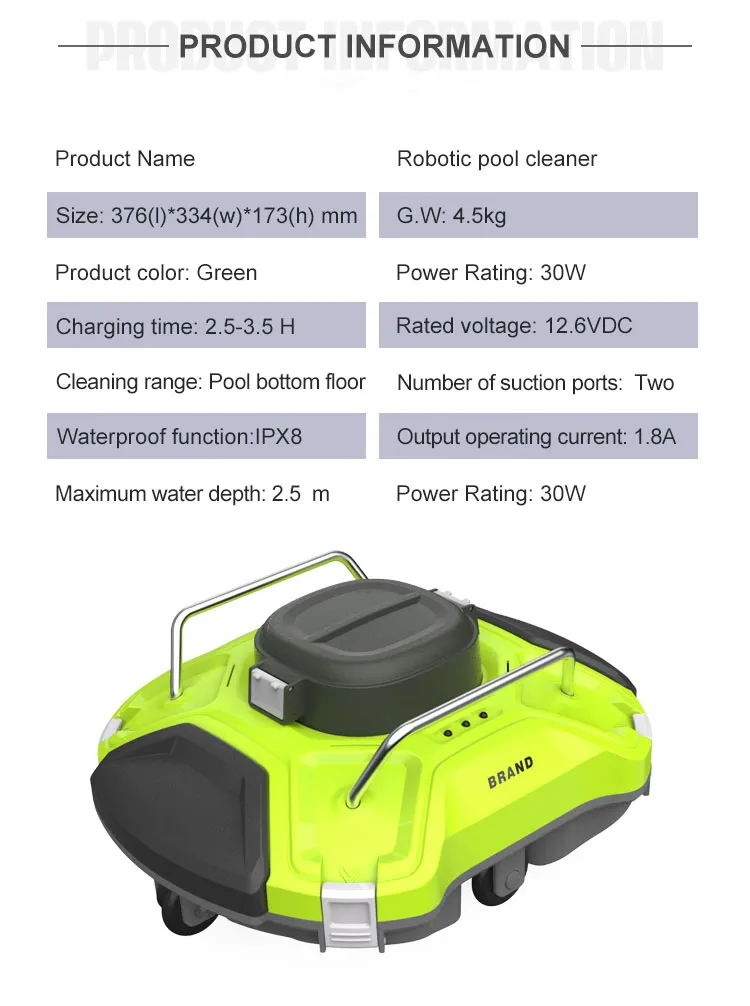 Manufacturer Good Performance Cordless Automatic Swimming Pool Machine Cleaner