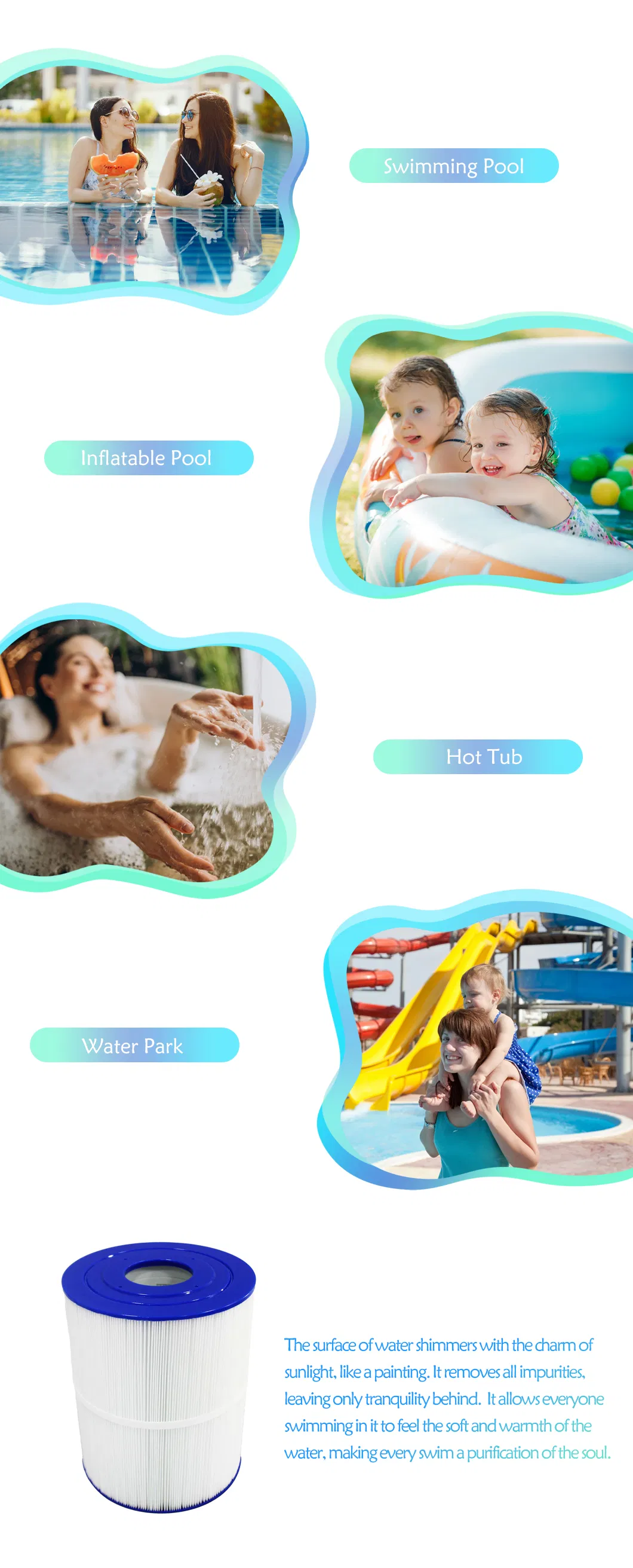 Water Filter Swimming Pool Cartridge Compatible with C-8465 Pwk65 FC-3960 Model PP Pleated