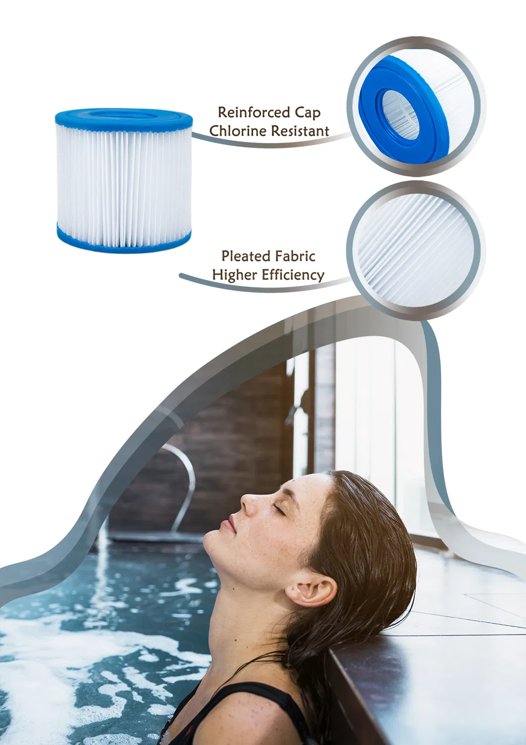 NSF Certified VI Pleated Swimming Pool Filter Suitable for Outdoor and Indoor Gym Inflatable Pool Hot Tub